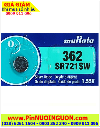 MuRata SR721SW _Pin 362; Pin đồng hồ 1.55v Silver Oxide MuRata SR721SW _Pin 362